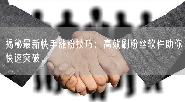 揭秘最新快手涨粉技巧：高效刷粉丝软件助你快速突破。