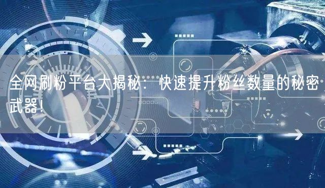 全网刷粉平台大揭秘：快速提升粉丝数量的秘密武器！