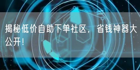 揭秘低价自助下单社区，省钱神器大公开！