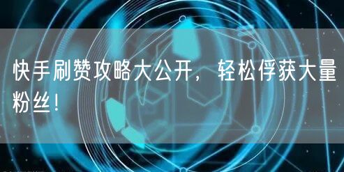 快手刷赞攻略大公开，轻松俘获大量粉丝！