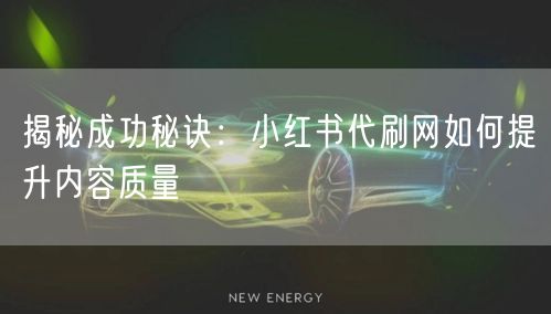 揭秘成功秘诀：小红书代刷网如何提升内容质量