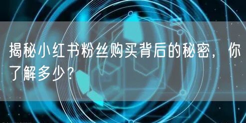 揭秘小红书粉丝购买背后的秘密，你了解多少？