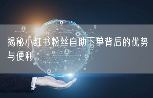 揭秘小红书粉丝自助下单背后的优势与便利。