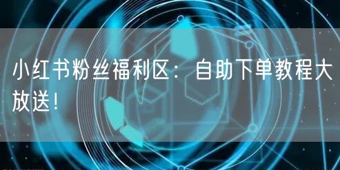 小红书粉丝福利区：自助下单教程大放送！