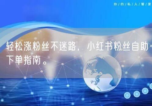 轻松涨粉丝不迷路，小红书粉丝自助下单指南。