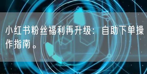 小红书粉丝福利再升级：自助下单操作指南。