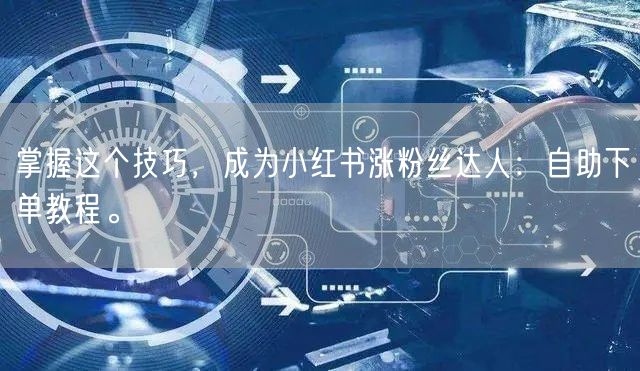 掌握这个技巧，成为小红书涨粉丝达人：自助下单教程。