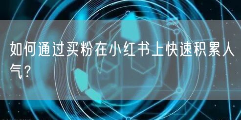 如何通过买粉在小红书上快速积累人气？