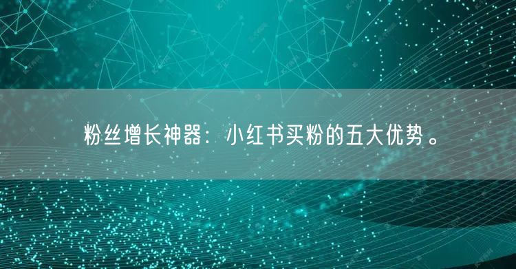 粉丝增长神器：小红书买粉的五大优势。