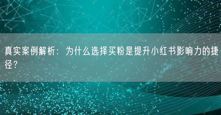 真实案例解析：为什么选择买粉是提升小红书影响力的捷径？