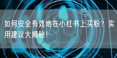 如何安全有效地在小红书上买粉？实用建议大揭秘！
