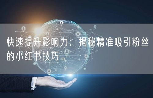 快速提升影响力：揭秘精准吸引粉丝的小红书技巧。