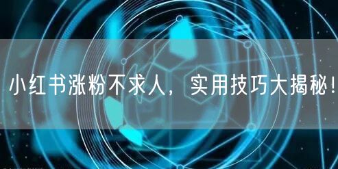 小红书涨粉不求人，实用技巧大揭秘！