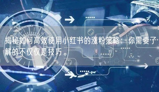 揭秘如何高效使用小红书的涨粉策略：你需要了解的不仅仅是技巧。