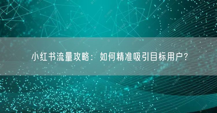 小红书流量攻略：如何精准吸引目标用户？
