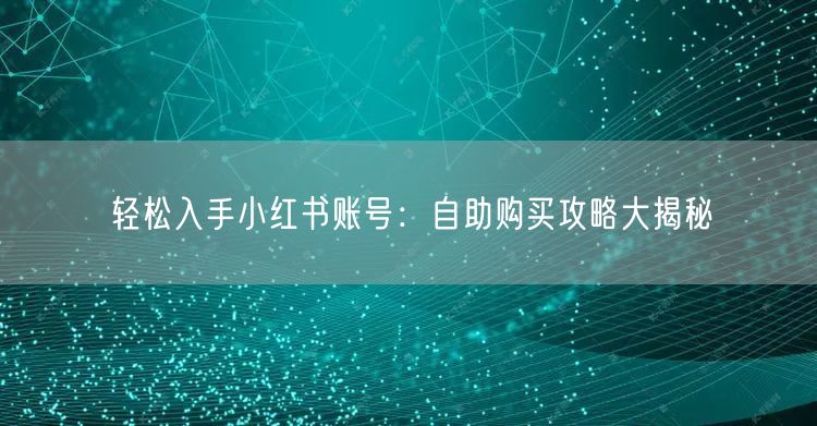 轻松入手小红书账号：自助购买攻略大揭秘
