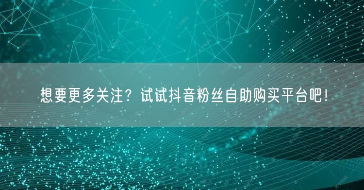 想要更多关注？试试抖音粉丝自助购买平台吧！