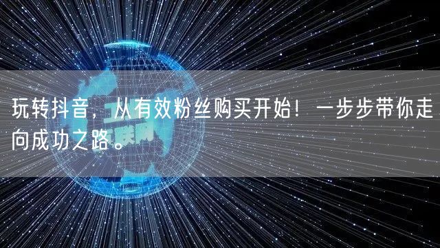 玩转抖音，从有效粉丝购买开始！一步步带你走向成功之路。
