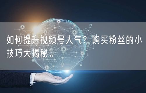 如何提升视频号人气？购买粉丝的小技巧大揭秘。