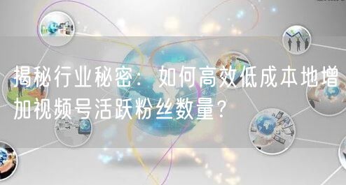 揭秘行业秘密：如何高效低成本地增加视频号活跃粉丝数量？