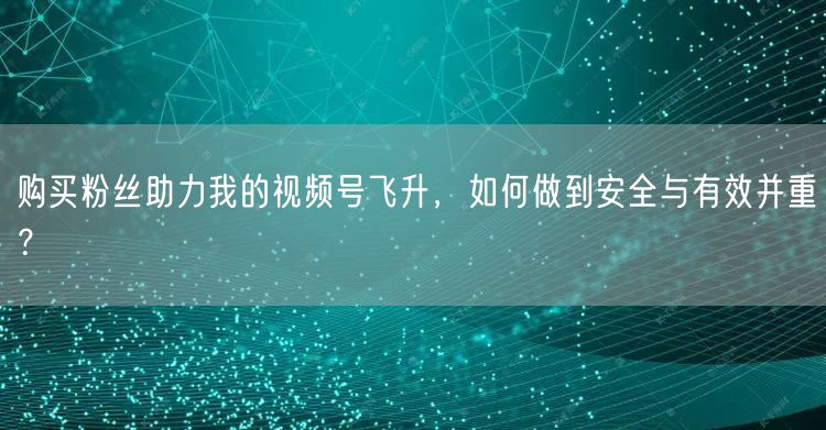 购买粉丝助力我的视频号飞升，如何做到安全与有效并重？