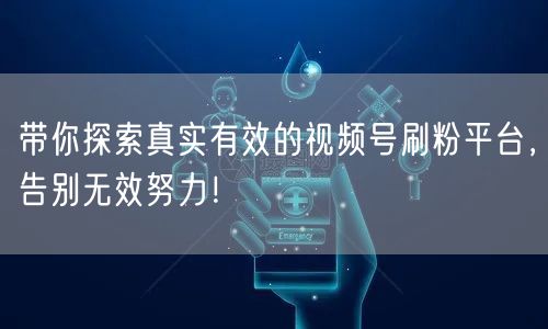 带你探索真实有效的视频号刷粉平台，告别无效努力！