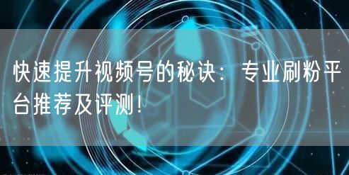 快速提升视频号的秘诀：专业刷粉平台推荐及评测！