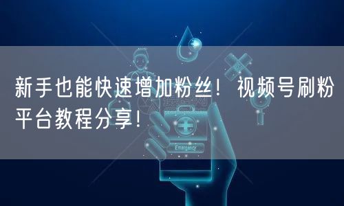 新手也能快速增加粉丝！视频号刷粉平台教程分享！