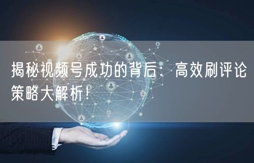 揭秘视频号成功的背后：高效刷评论策略大解析！