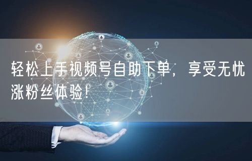 轻松上手视频号自助下单，享受无忧涨粉丝体验！