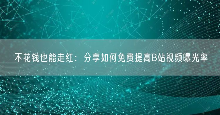 不花钱也能走红：分享如何免费提高B站视频曝光率