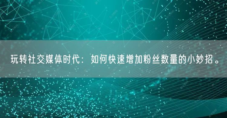 玩转社交媒体时代：如何快速增加粉丝数量的小妙招。