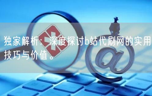 独家解析：深度探讨b站代刷网的实用技巧与价值。
