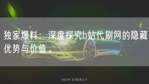 独家爆料：深度探究b站代刷网的隐藏优势与价值。