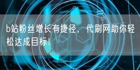 b站粉丝增长有捷径，代刷网助你轻松达成目标！