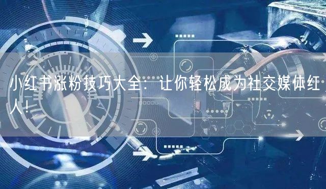 小红书涨粉技巧大全：让你轻松成为社交媒体红人！