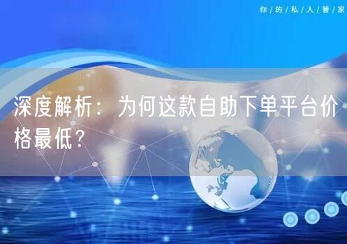 深度解析：为何这款自助下单平台价格最低？