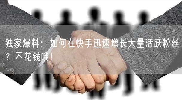 独家爆料：如何在快手迅速增长大量活跃粉丝？不花钱哦！