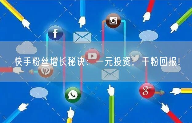 快手粉丝增长秘诀：一元投资，千粉回报！
