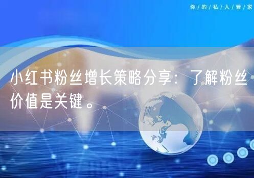小红书粉丝增长策略分享：了解粉丝价值是关键。