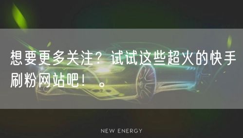 想要更多关注？试试这些超火的快手刷粉网站吧！。