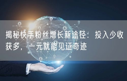 揭秘快手粉丝增长新途径：投入少收获多，一元就能见证奇迹
