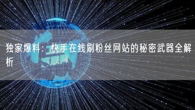 独家爆料:快手在线刷粉丝网站的秘密武器全解析