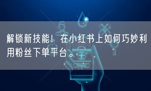 解锁新技能！在小红书上如何巧妙利用粉丝下单平台。