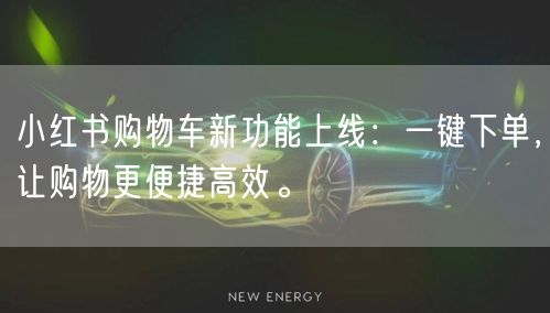 小红书购物车新功能上线：一键下单，让购物更便捷高效。