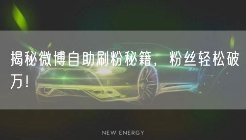 揭秘微博自助刷粉秘籍，粉丝轻松破万！