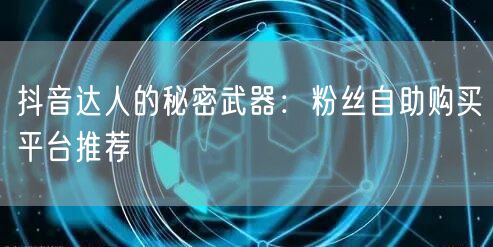 抖音达人的秘密武器：粉丝自助购买平台推荐