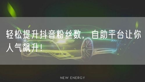 轻松提升抖音粉丝数，自助平台让你人气飙升！