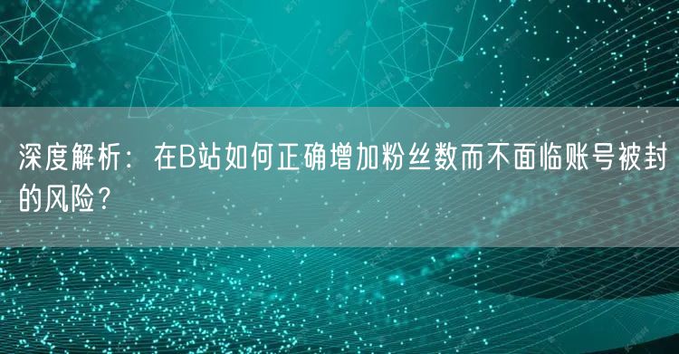 深度解析：在B站如何正确增加粉丝数而不面临账号被封的风险？
